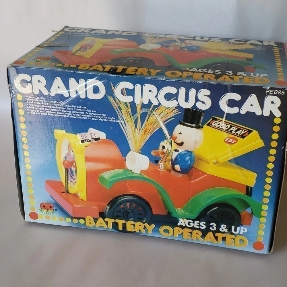 Vintage Grand Circus Action Toy Clown Car Battery Operated circa 1970 Apple Toys